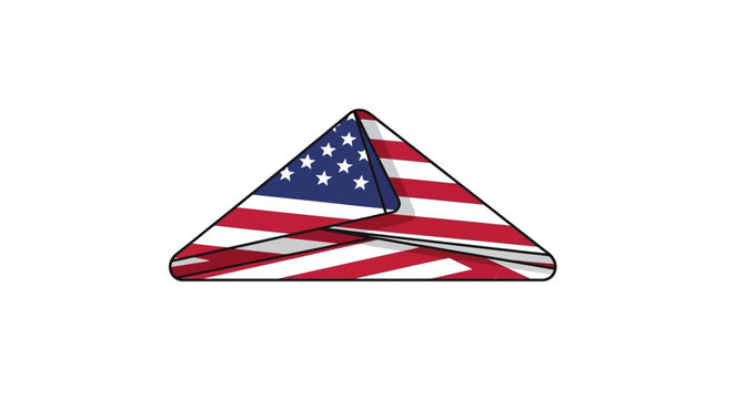 A triangular folded object patterned with an American flag design