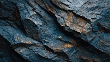 Dark blue rock texture, cliff face, sunlight, background, design