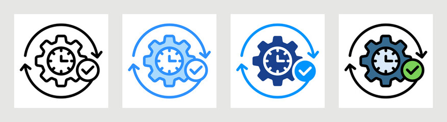 Real Time Processing Icon Collection Set Multiple Style