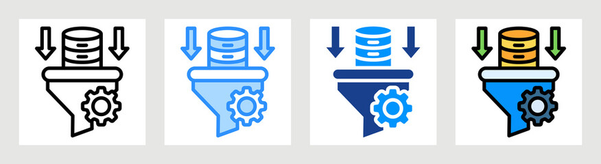 Data Filter Icon Collection Set Multiple Style