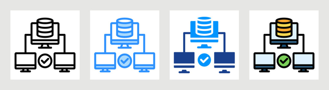 Cluster Computing Icon Collection Set Multiple Style