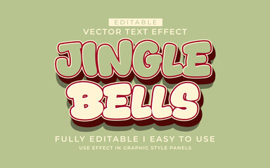 3d editable jingle bell text effect typography graphic style template