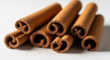 Close up view cinnamon sticks spice aroma flavor cooking baking ingredients