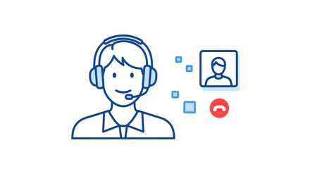 Virtual consultation with customer service representative offering remote support and video