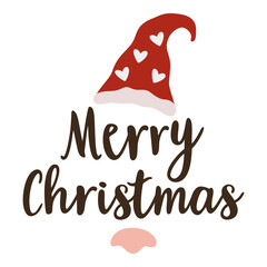 Merry Christmas and Happy New Year greeting with cute santa claus lettering vector.