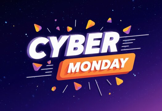Cyber monday sale promotion with colorful abstract design and stars