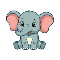 Naklejka premium Cute baby elephant cartoon illustration, perfect for childrens books, nursery decor, and animalthemed designs