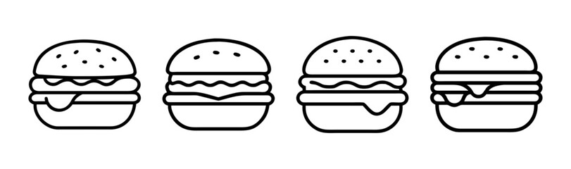 Four simple line art style cheeseburger icons for your next project