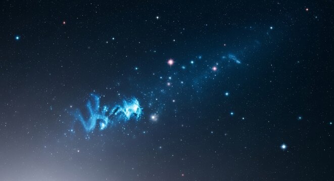 A vibrant nebula scattered across the night sky, filled with glowing stars and cosmic dust, adding mystique to the universe.