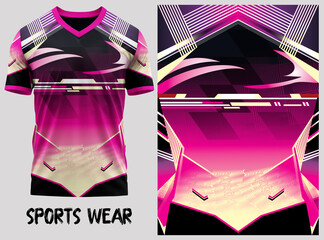 jersey design, jersey texture, sports wear, jersey design for Sublimation print, T-shirt V-neck  Short sleeve. With knit jersey fabric and rib neck texture ( 3d rendered ) 