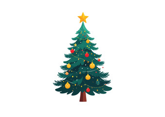 Fototapeta premium Decorated Christmas Tree Cartoon Illustration