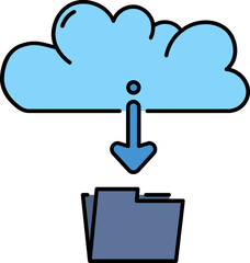 Data download from cloud line icon
