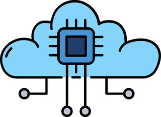 Processor in cloud line icon