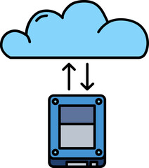 Cloud data transfer line icon