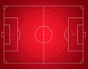 Simplified red football pitch graphic with white boundary lines