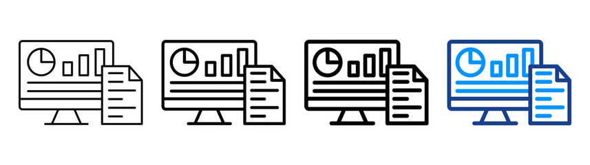 Data Dashboard Icon Different Style Outline Collection Set