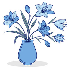 blue vase with flowers