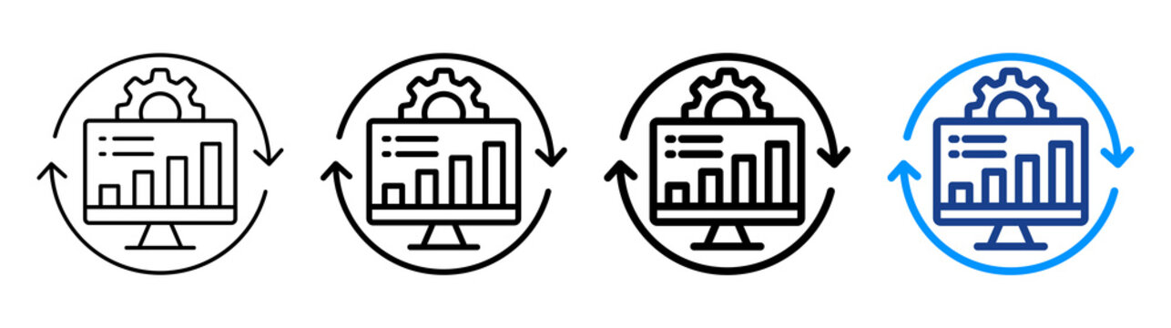 Process Monitoring Icon Different Style Outline Collection Set