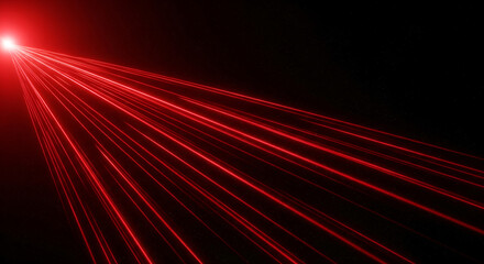 Fototapeta premium Red Laser Rays - Abstract Light Beams on Black Background