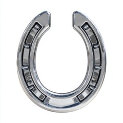 Fototapeta premium A gleaming silver horseshoe a symbol of luck and equestrianism isolated on a clean white background