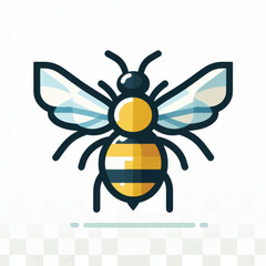 Detailed Illustration of a Bee with Transparent Wings.