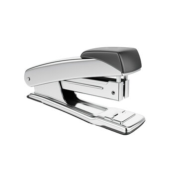 Silver And Black Office Stapler On A Transparent Background Isolated Studio Shot