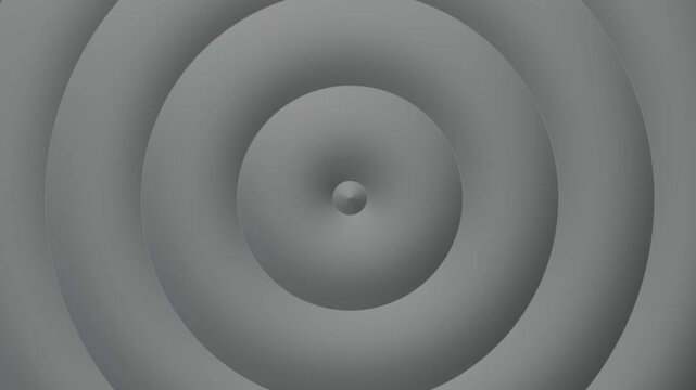 Gray concentric ripples, circles spreading on the water, hypnotizing liquid 4k looped animation, 3d render illustration.