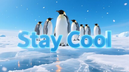 Stay cool with these adorable emperor penguins in the antarctic snow, a winter wonderland