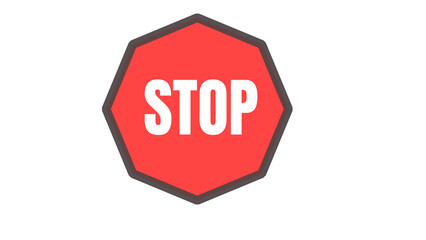 Red stop sign vector illustration octagon shape with text isolated on white background