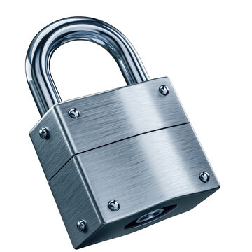 Shiny Metallic Padlock Isolated on Transparent Background Secure Security Concept Close Up Detail