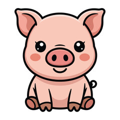 Fototapeta premium Delightful cartoon pig with a cute snout and rosy cheeks, , perfect for farmthemed designs, childrens illustrations, and animalrelated projects