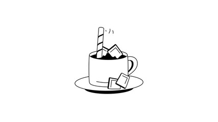 Warm cup of hot chocolate, ready to use animated icon
