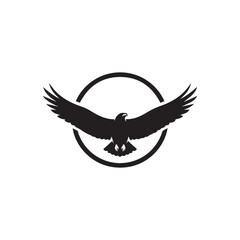Eagle silhouette logo with spread wings in a circle