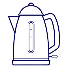 Vector illustration of a electric kettle on white background. Kitchen Kettle Icon. Kitchen Appliance Symbol, Boiling and Hot Water Preparation Design