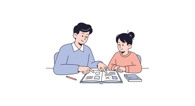 Father tutoring daughter, sharing knowledge and wisdom for academic success and future endeavors