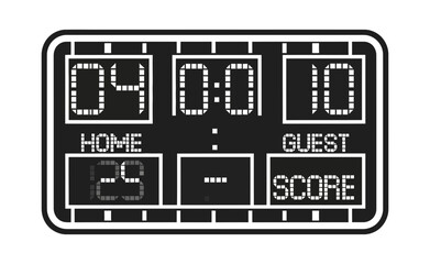 Fototapeta premium Digital scoreboard displaying 'HOME 04' and 'GUEST 10' with a score of '29' for the home team, emphasizing competitive sports results and team performance metrics for enthusiasts