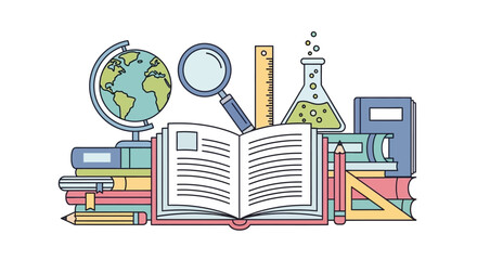 Educational tools composition, fostering knowledge, academic exploration, and scientific