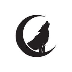 Wolf howling at the moon silhouette