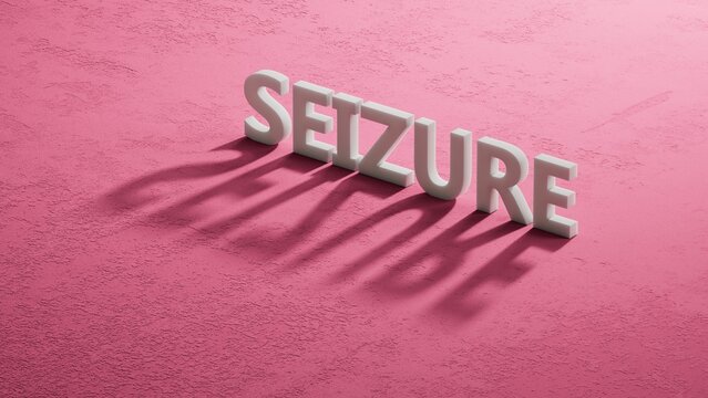 SEIZURE word on notebook, stethoscope and green plant.close up of shadow of 3d charcaters,Business Concept.3D rendering.