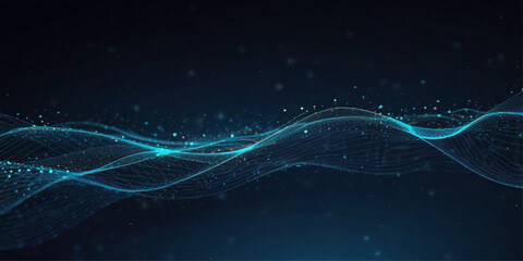 Technology digital wave background concept. Beautiful motion waving dots texture. Abstract blue background of points. Falling cyber particles