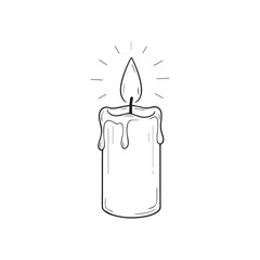 Simple hand-drawn candle with dripping wax