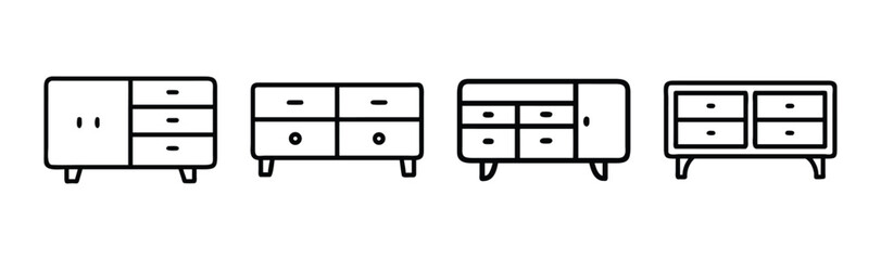 Modern vector sideboard illustration clean flat icon graphic design elements