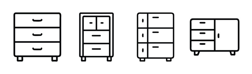 Modern side cabinet vector illustration scalable graphic design element for furniture websites