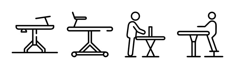 Modern standing desk icon vector illustration for office and home workspace design