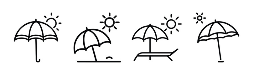 Stylized sun and umbrella graphic icon minimalist clean vector illustration