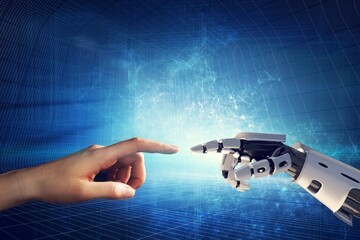 human hand and robot hand