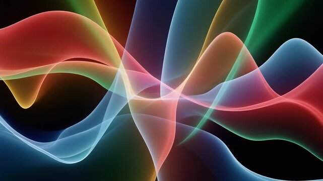 Beams of colored light behaving like a liquid, merging and flowing together. Ethereal, abstract, and visually stunning for music visualizers