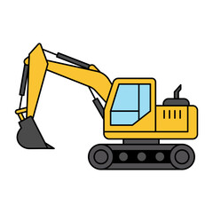 simple cartoon illustration of a yellow construction excavator.