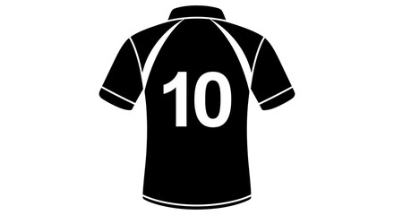 High-quality vector graphic of a black sports jersey with the number ten prominently displayed on the back, symbolizing team spirit, athletic competition, and player identity
