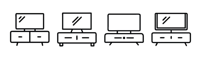 Modern television console vector illustration technology entertainment furniture home design